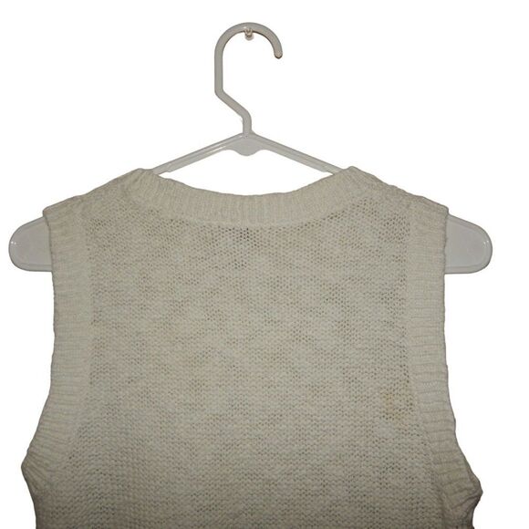 ANN TAYLOR LOFT women's medium white cream knit tunic sleeveless sweater top - Picture 9 of 13